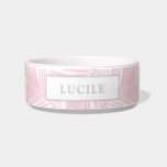 Blush Pink Modern Tropical Pattern Pet Name Bowl<br><div class="desc">Soft pink and gray modern tropical palm leaf pattern pet bowl with a personalized name for your dog or cat. Great for a beach vacation house or a modern kitchen. Part of a coordinated set of unique pet accessories available in the Paper Grape Zazzle designer store.</div>