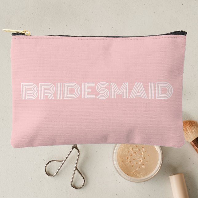 Blush Pink Modern Typography Bridesmaid Accessory Pouch (In Situ Makeup)