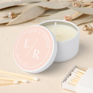 Blush Pink Modern Wedding Monogram Mini Candle Favors