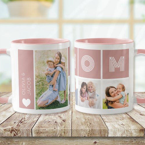 Blush Pink Mom Photo Collage Mug