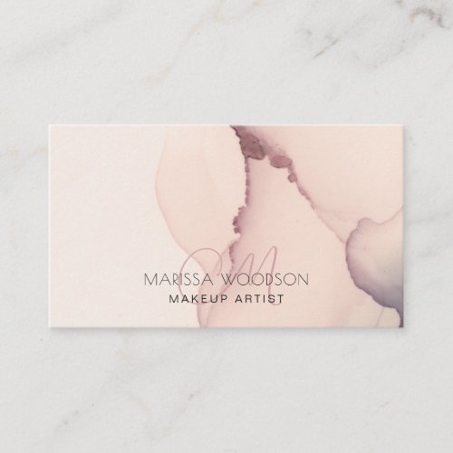 Blush Pink Monogram Abstract Square Business Card