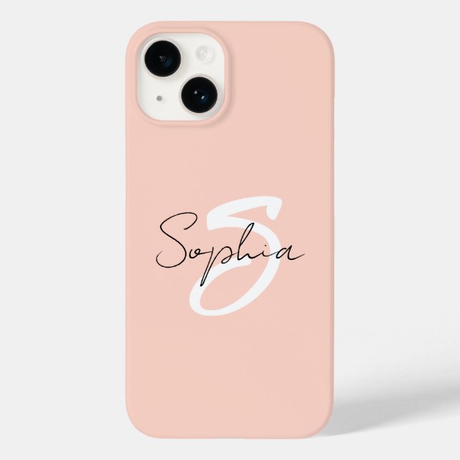 Blush Pink Monogram Custom Name Case-Mate iPhone Case (Back)