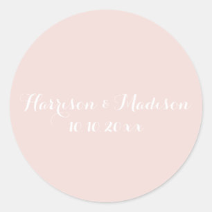Blush pink Monogram custom wedding favors Classic Round Sticker