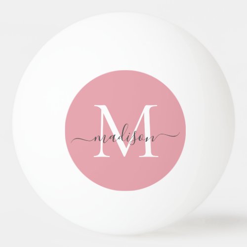 Blush Pink Monogram Elegant Girly Gray Script Ping Pong Ball
