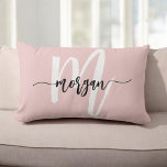 Blush Pink Monogram Girl's Name Dorm Room Lumbar Pillow<br><div class="desc">Add a pop of color to your dorm with our Blush Pink Monogram Girl's Dorm Room Lumbar Pillow! This vibrant pillow features a bold hot pink design, personalized with your monogram for a chic, custom touch. Perfect for adding comfort and style to your bed or chair, it’s a must-have for...</div>