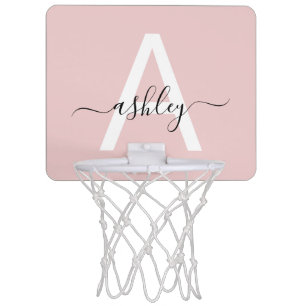 Blush Pink Monogram Girl's Room Mini Basketball Hoop