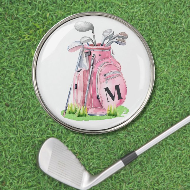 Blush Pink Monogram Golf Ball Marker (Blush Pink Initial Monogram golf ball marker )