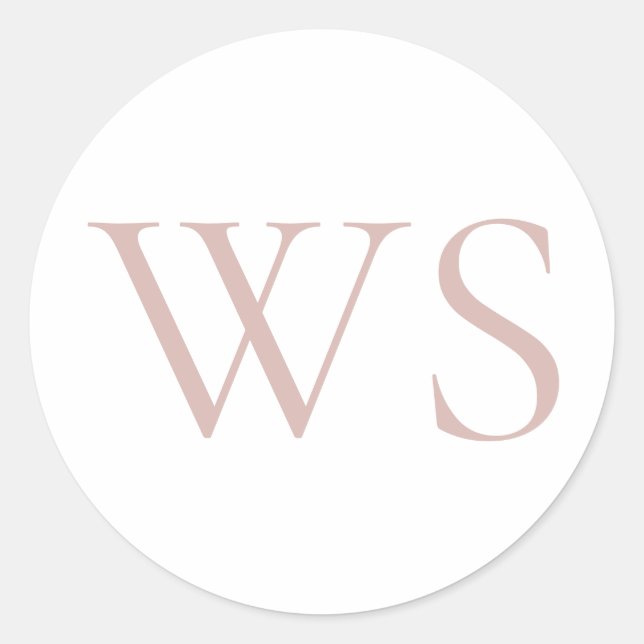 Blush Pink Monogram Initials Envelope Seal Sticker (Front)