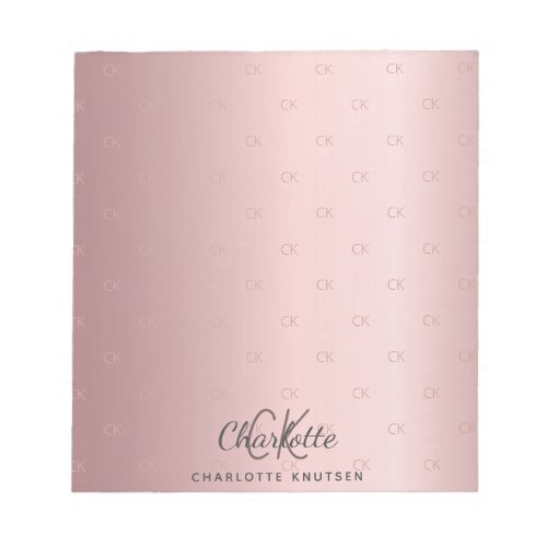 Blush pink monogram initials name elegant notepad