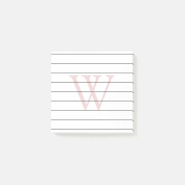 Blush Pink Monogram Lined Postit Notes