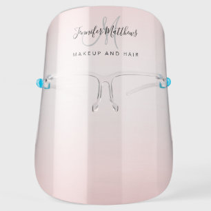 Blush Pink Monogram Logo Makeup Hair Salon COVID Face Shield