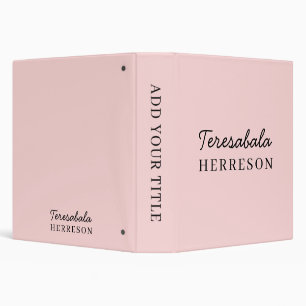 Blush Pink Monogram Minimal Design 3 Ring Binder