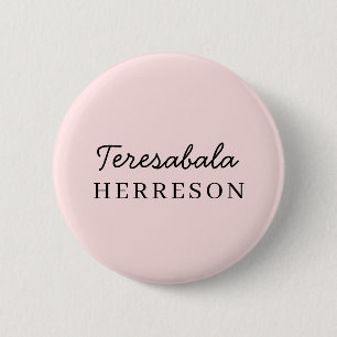 Blush Pink Monogram Minimalist Chic Feminine Button