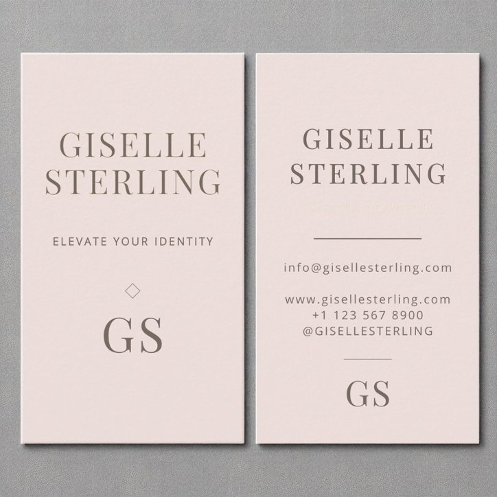 Blush Pink Monogram Modern Elegant Minimalist Business Card