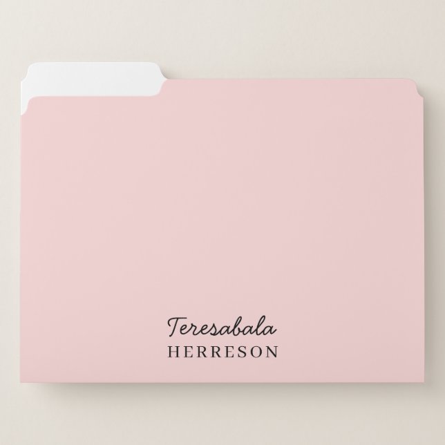 Blush Pink Monogram Modern Minimal Design File Folder (Front Left)