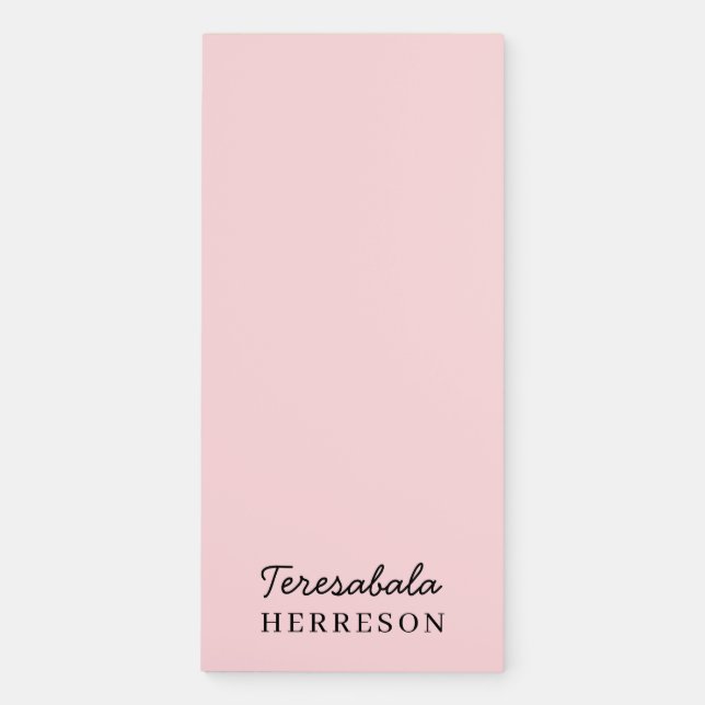 Blush Pink Monogram Modern Minimal Design Magnetic Notepad (Front)