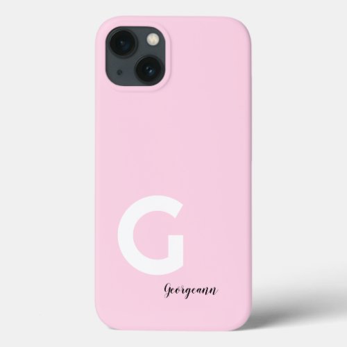Blush Pink Monogram Modern Minimalist Feminine  iPhone 13 Case