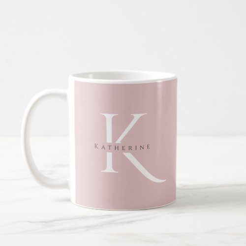 Blush Pink Monogram Modern Minimalist Initials Coffee Mug