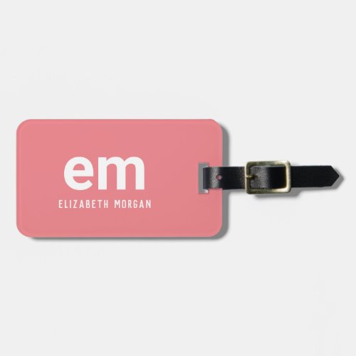 Blush Pink Monogram Name Modern Elegant Luggage Tag