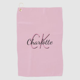 Blush pink monogram name script golf towel