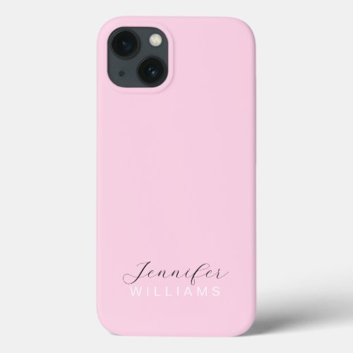 Blush Pink Monogram Pastel Minimalist Feminine iPhone 13 Case
