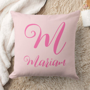 Blush Pink Monogram Pillow (Name initial Letter)