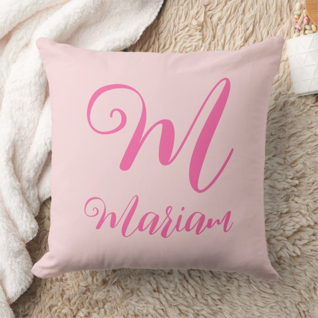 Blush Pink Monogram Pillow (Name initial Letter) (Blanket)