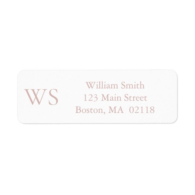 Blush Pink Monogram Return Address Label (Front)
