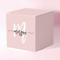 Blush Pink Monogram Stylish Modern Cute Favor Boxes