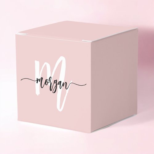 Blush Pink Monogram Stylish Modern Cute Favor Boxes