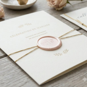 Blush Pink Monogram Wax Seal  Elegant Wedding Favo Sticker