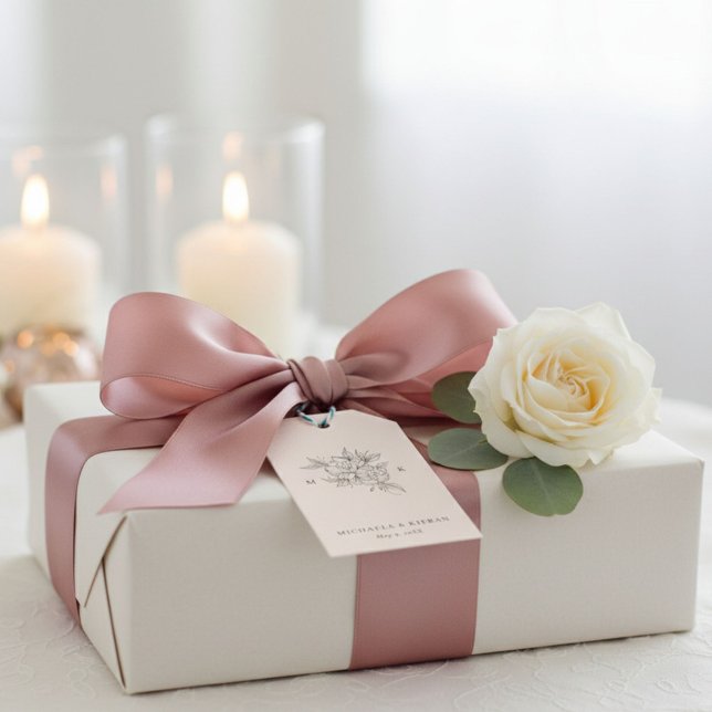 Blush Pink Monogram Wedding Favor Tag (Blush Pink Monogram Wedding Favor Tag)