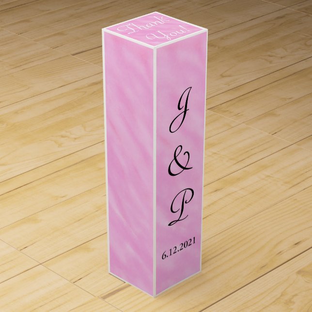 Blush Pink Monogrammed Wedding Wine Box (Front)