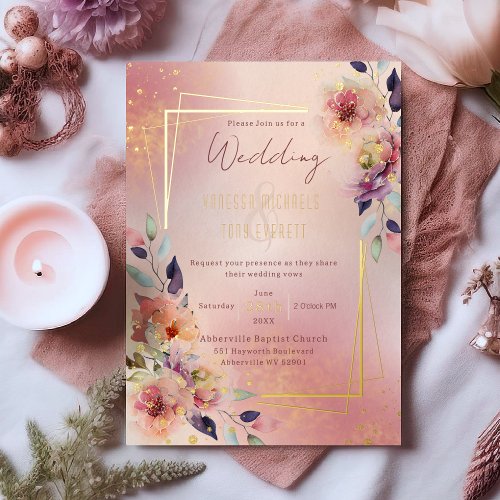Blush Pink Moody Floral Luxury Wedding Invitations