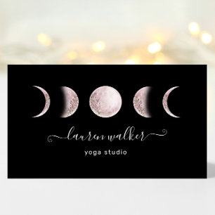 Blush Pink Moon Phases Yoga Studio Business Card