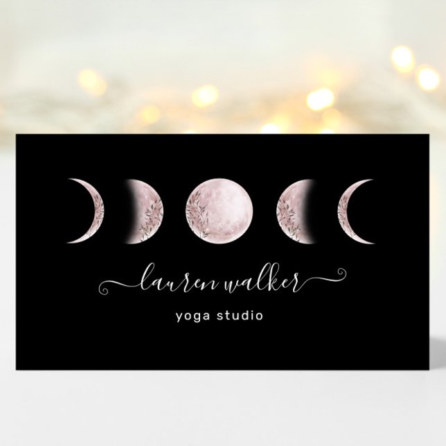 Blush Pink Moon Phases Yoga Studio Business Card (Creator Uploaded)