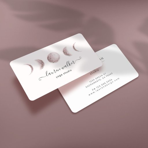 Customizable Blush Pink Moon Phases Yoga Studio Business Card