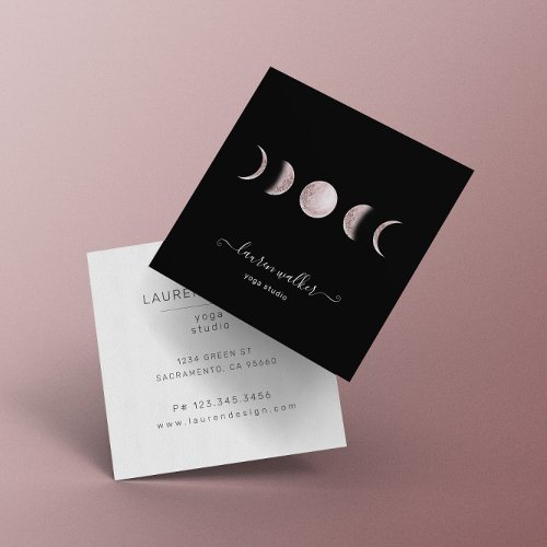 Blush Pink Moon Phases Yoga Studio Business Card