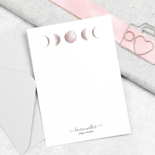 Blush Pink Moon Phases Yoga Studio Note Card