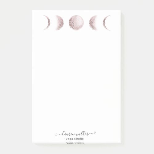 blush pink moon phases yoga studio post it notes