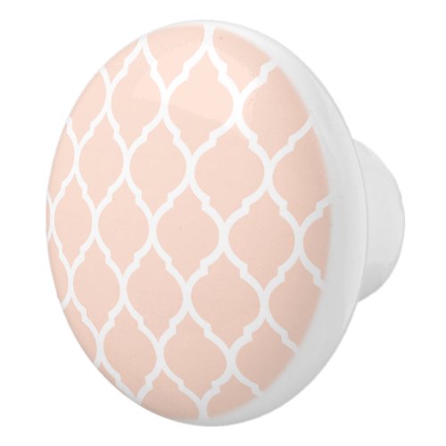 Blush Pink Moroccan Quatrefoil Ceramic Knob