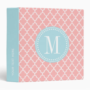 Blush Pink Moroccan Tiles Lattice Personalized 3 Ring Binder