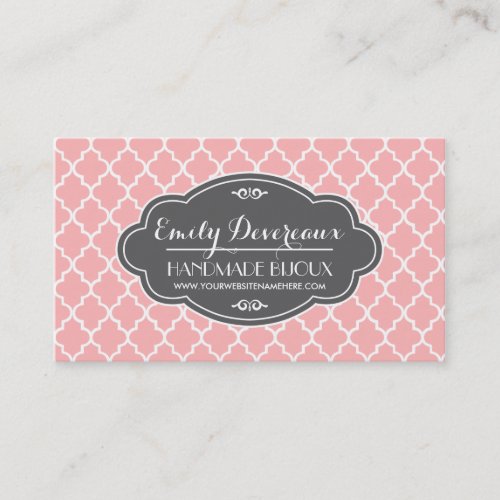 Blush Pink Moroccan Tiles Lattice Personalized Business Card