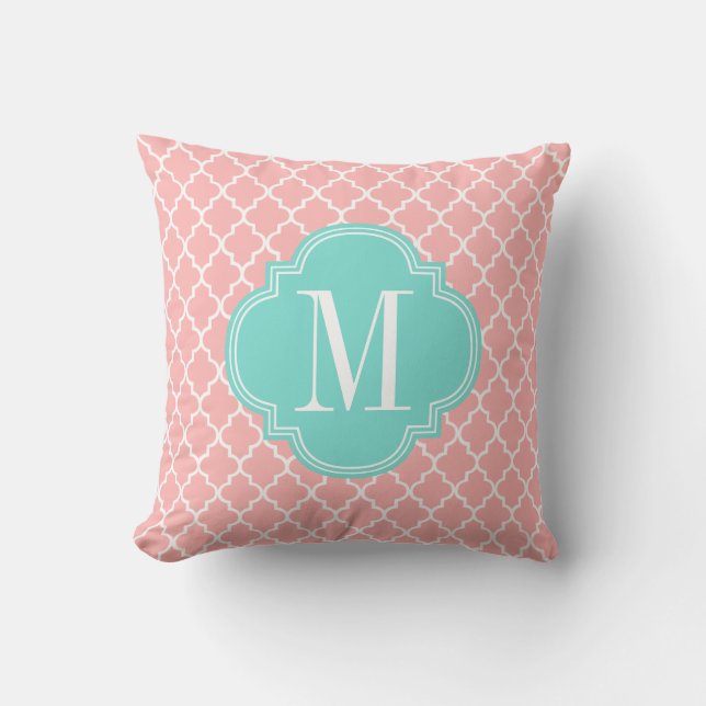 Blush Pink Moroccan Tiles Lattice Personalized Throw Pillow (Front)