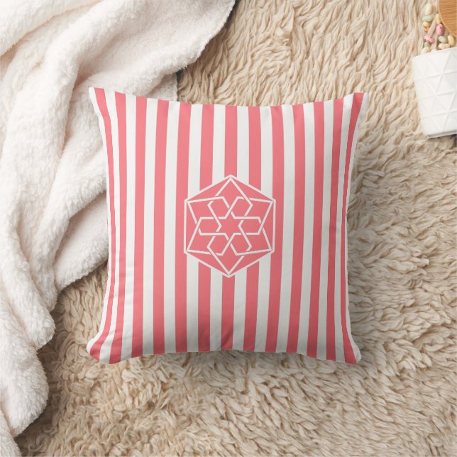 Blush Pink Moroccan Zellige Flower Symbol Throw Pillow (Blanket)
