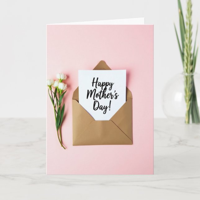 Blush Pink Mothers Day Paper Card (Front)