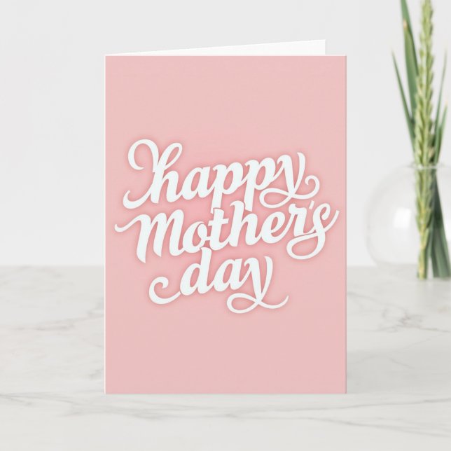 Blush Pink Mothers Day Script Card (Front)