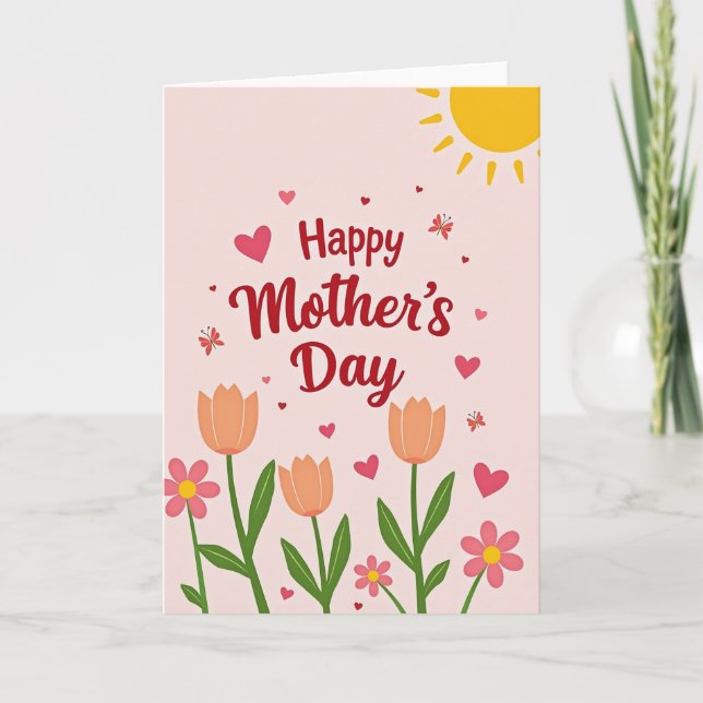 Blush Pink Mothers Day Sun Card (Front)