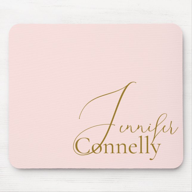 Blush Pink Mouse Pad in Script Serif (Front)