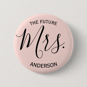 Blush Pink Mrs Bridal Party Pinback Button